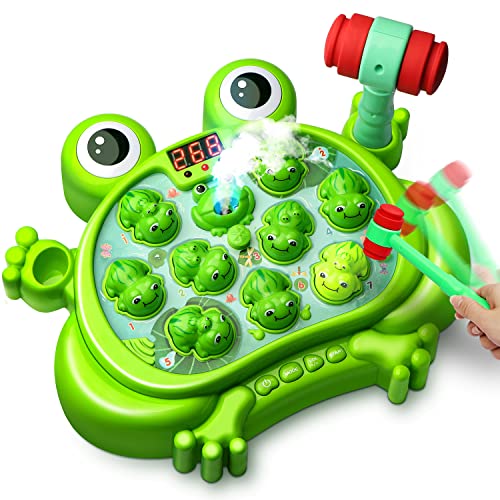 HopeRock Toys for 2 3 4 5 Year Old Boy,Toddler Toys Age 2-4, Whack A Frog Game,with 5 Modes,45 Levels,9 Music Spray and Light-up, Baby Toy Gifts for Early Learning, Birthday Gift for Toddler Boy Toys