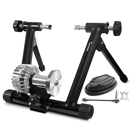 Sportneer Fluid Indoor Bike Trainer Stand - Indoor Riding Cycling Exercise Stationary Bicycle Stands Trainers with Noise Reduction Wheel for Road Bike Black 21.3 x 7.9 x 25.2'