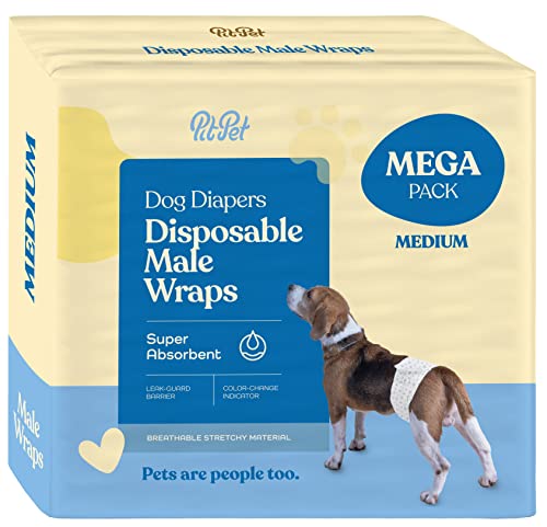 Comfortable Male Dog Diapers - 30-Pack Super Absorbent Disposable Male Dog Wraps- FlashDry Gel Technology, Wetness Indicator Doggie Diapers- Leakproof Belly Wraps for Incontinence, Excitable Urination