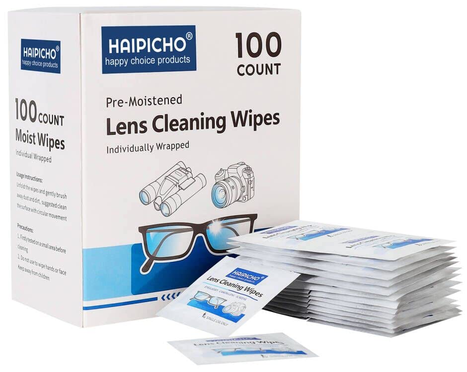Lens Cleaning Wipes, Individually Wrapped and Pre-Moistened, Safe for All Eyeglasses and Screens (100 Count)