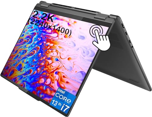 Lenovo 2023 Newest Yoga 7i 2-in-1 Laptop 14' 2.2K Touchscreen,13th Gen Intel 10-Core i7-1355U, Iris Xe Graphics, 16GB LPDDR5 RAM | 512GB SSD, WI-FI 6E,Thunderbolt 4,HD Webcame,Windows 11 H,Storm Grey