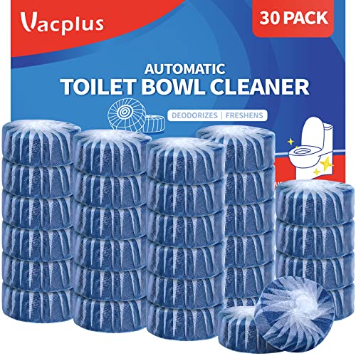 Vacplus Toilet Bowl Cleaners - 30 PACK, Ultra-Clean Toilet Cleaners for Deodorizing & Descaling, Long-Lasting Blue Toilet Bowl Cleaner Tablets with Sustained-Release Technology Against Tough Stains