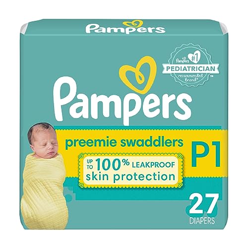 Pampers Swaddlers Diapers Preemie - Size P1, 27 Count, Ultra Soft Disposable Baby Diapers