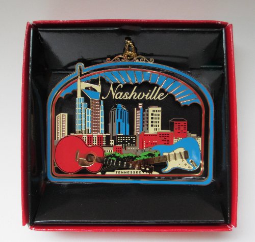 Nashville Tennessee Christmas Ornament Souvenir Gift City Skyline Guitars