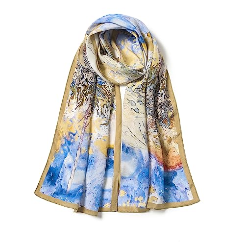 SHIROUYU 100% Mulberry Silk Women's 55”*14” Long Scarf Headscarf and Neck Scarf - Rectangular Hair Towel with Gift Packed