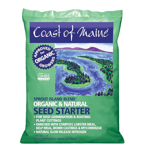 Coast of Maine Sprout Island Blend Organic & Natural Seed Starter for Seed Germination and Rooting Plant Cuttings, 8 Quarts