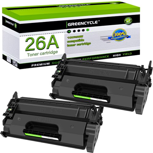 greencycle Compatible Toner Cartridge Replacement for HP 26A CF226A for Laserjet Pro M402n M402dn M402dw M402dne MFP M426fdw MFP M426fdn Printer (Black, 2-Pack)