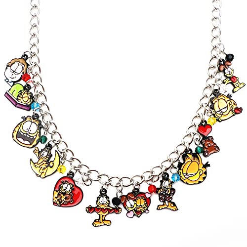 NBCNWQQ Garfeld Charm Necklace Metal Anime Necklace Gifts for Girl Woman Men