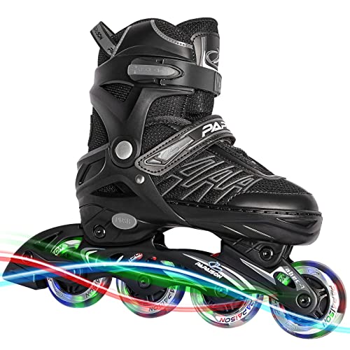 ITurnGlow Adjustable Inline Skates for Kids and Adults with Light up Wheels Beginner Skates Fun Illuminating Roller Skates for Kids Boys and Ladies