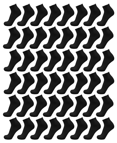 Winterlace 48 Pairs of Mens Quarter Ankle Socks, Casual Sports Thin Comfortable Bulk Pack (Mens 10-13 (Shoe sizes 7-12), Black)