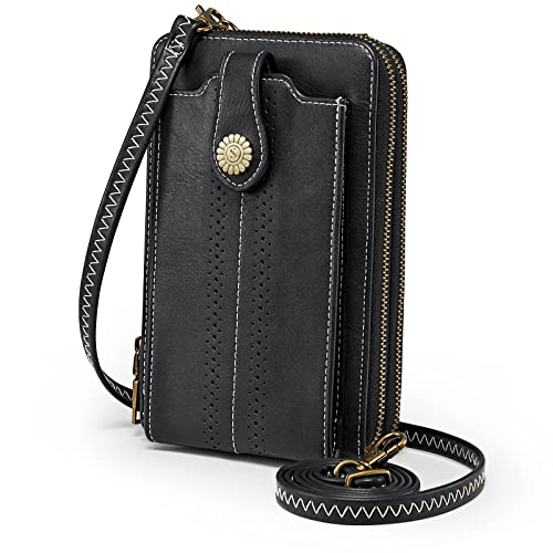 Kattee Women Small Crossbody Cell Phone Purse Wristlet Wallets RFID Blocking Faux Leather Clutch Wallets Shoulder Phone Bag