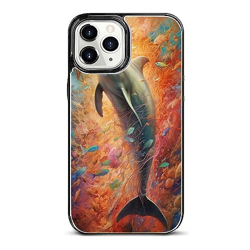 Mavzihok Premium Card Wallet Phone Case for iPhone 12 Mini with Dolphin-aa1307 Pattern Kickstand Magnetic Closure Multiple Card Slots Shockproof Stylish Design
