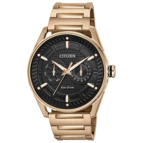 Citizen Men's Eco-Drive Weekender Watch in Gold-tone Stainless Steel, Black Dial (Model: BU4023-54E)