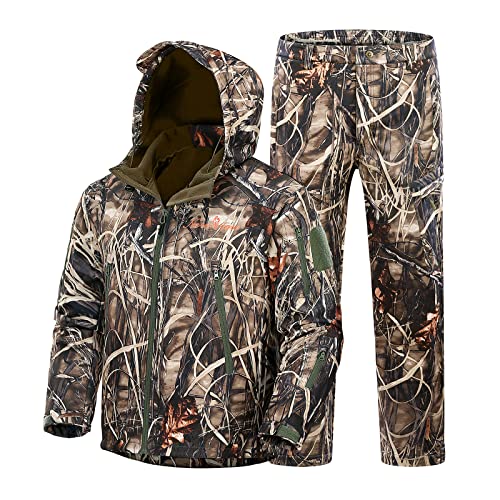 New View Quiet Hunting Clothes for Men, Camo Hunting Jacket and Pants, Water Resistant and Insulated