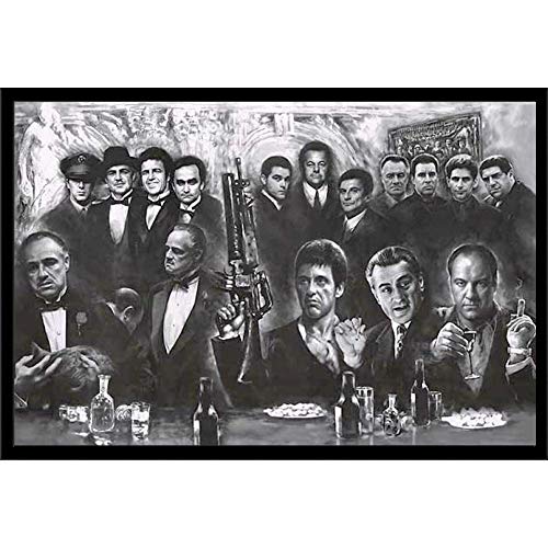 Lentics Mafia Gangster Scarface | Sopranos Goodfellas & Godfather Wall Art Decor Print | 24x36 inches | Canvas/Painting Like Textured Print & Posters