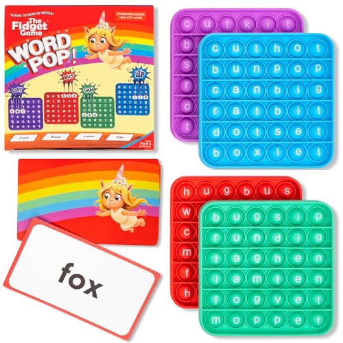 Word Pop CVC Words Games - Learn to Read in Weeks - Multisensory Reading & Phonics Games Ideal for Pre Kindergarten to 1st Grade by The Fidget Game - Board Games - Fidget Word Pop
