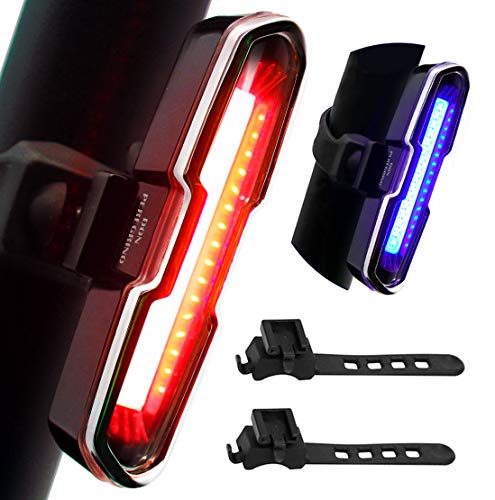 DON PEREGRINO B2 Bike Tail Light 110 Lumens High Brightness Red/Blue, Rear Bike Light USB-C Rechargeable with 5 Modes Bicycle Rear Light for Night Riding