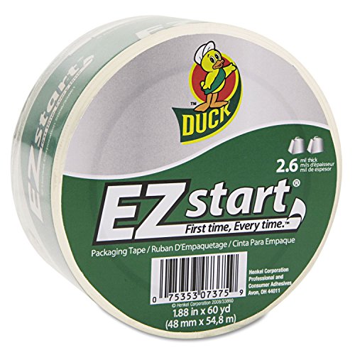 Duck EZ Start Packaging Tape, Single Refill Roll, Clear Packing Tape for Mailing, Moving, Shipping & Storage, Quiet Easy Start Tape for Boxes & Shipping, 1.88 In. x 60 Yd. (299002)