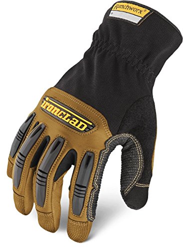 Ironclad Ranchworx Work Gloves RWG2, Premier Leather Work Glove, Performance Fit, Durable, Machine Washable, (1 Pair), RWG2-04-L,Brown/Black