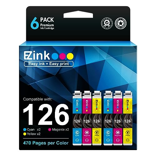 E-Z Ink (TM Remanufactured Ink Cartridge Replacement for Epson 126 T126 to use with Workforce 435 520 545 635 WF-3520 WF-3530 WF-3540 WF-7010 WF-7510 Stylus NX330(2 Cyan,2 Magenta,2 Yellow) 6 Pack