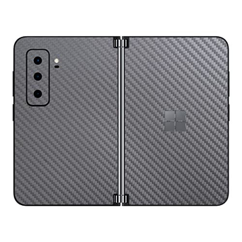 SopiGuard Sticker Skin for 2021 Microsoft Surface Duo 2 2nd Gen Edge-to-Edge Front and Rear Panels Vinyl Decal (Carbon Gunmetal Grey)