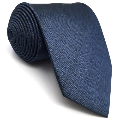 S&W SHLAX&WING Silk Ties for Men Neckties Modern Navy Solid Extra Long Size 63'