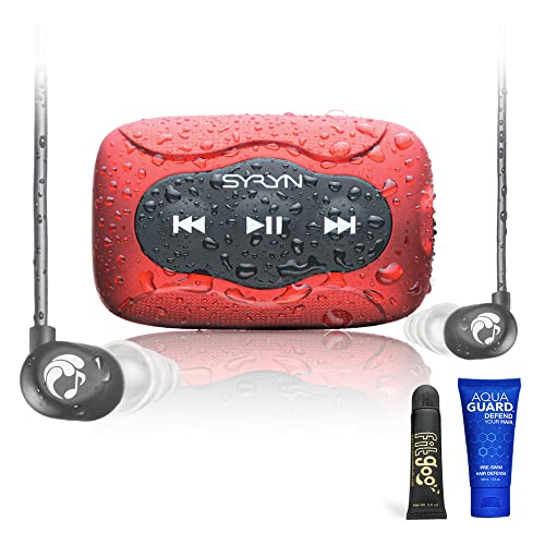 100% Waterproof SYRYN Swimbuds Sport Bundle | Enjoy Up to 2,000 Songs or 138 Hours of Audio Underwater (8 GB) | Drag and Drop MP3, AAC, M4a, FLAC Using PC or Mac | No Apple Music, No Spotify