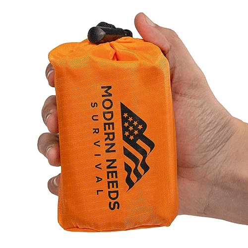 MODERN NEEDS Emergency Survival Sleeping Bag - Emergency Blanket, Waterproof, Thermal Bivy Sack, Survival Sleeping Bag, Ultralight Sleeping Bag for Hiking Camping Outdoor Adventure (1 PK)