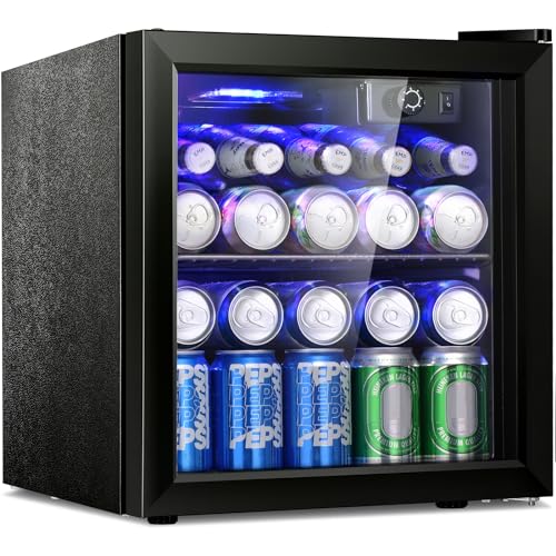 Antarctic Star 12 Bottle/48 Can Beverage Refrigerator, Wine Cooler/Cabinet, Mini Drink Fridge, Clear Front Glass Door Counter Top Red Cellar Beer Soda Bar Quiet Compressor Freestanding 1.3 cu.ft.……