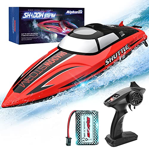 ALPHAREV RC Boat - R208 20+ MPH Fast Remote Control Boat for Pool & Lake, 2.4GHz RC Boats for Adults & Kids, RC Speed Boat with Rechargeable Battery, Summer Outdoor Water Toys Birthday Gifts for Boys