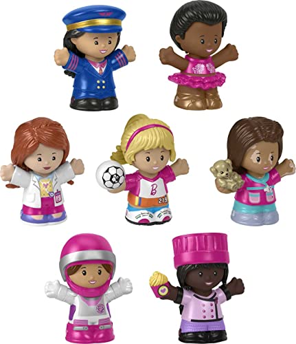 Fisher-Price Little People Barbie Toddler Toys,You Can Be Anything Figure Pack,7 Characters for Pretend Play Ages 18+ Months