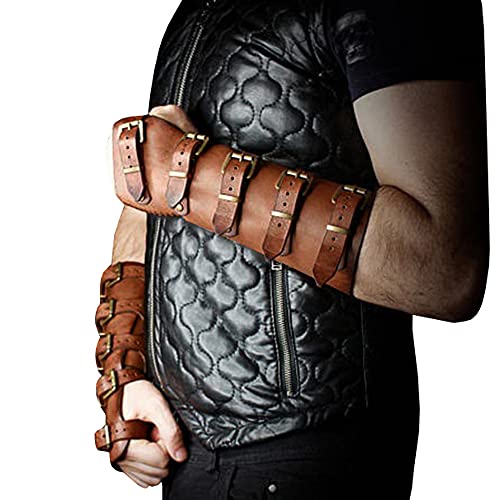 Syktkmx Roller Buckle Pleather Armor Gauntlet Bracers Wristband Arm Guard Armor Cuff Punk Gothic Medieval Costume Gauntlet Vambraces