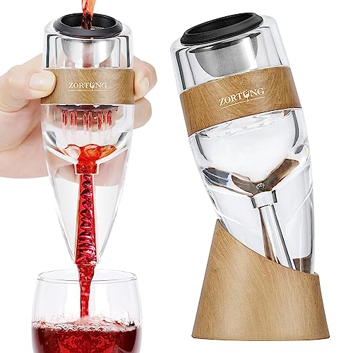 ZORTUNG Wine Aerator Decanter Pourer with Strainer for Sediment Stand Travel Bag Diffuser Airarator Filter Aireators Pour Airrater for Red and White Wine Christmas Idea Gifts