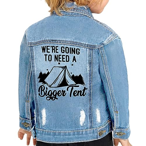 We're Going to Need a Bigger Tent Toddler Denim Jacket - Adventure Lover Present - Present Ideas for Boy - Blue, 2-3T