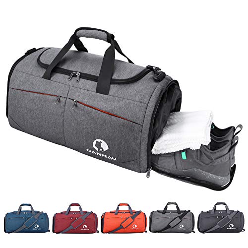 Canway Sports Gym Bag, Travel Duffel bag with Wet Pocket & Shoes Compartment for men women, 45L, Lightweight