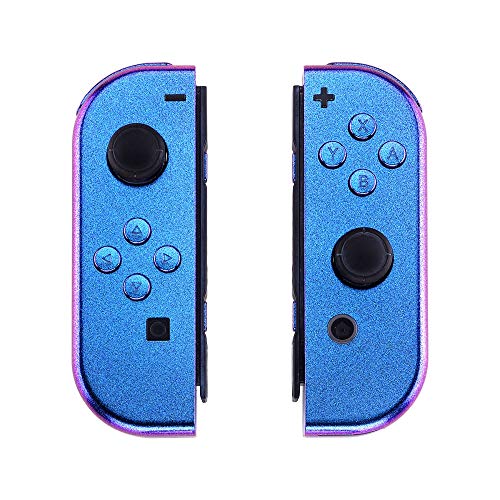 eXtremeRate DIY Replacement Shell Buttons for Nintendo Switch & Switch OLED, Chameleon Purple BlueCustom Housing Case with Full Set Button for Joycon Handheld Controller - Console Shell NOT Included
