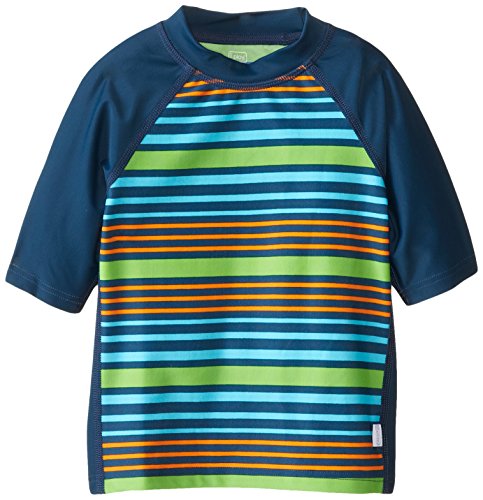 i play. Boys' Baby Unisex Short Sleeve Rash Guard UPF 50+, Blue Stripe, 24 Months