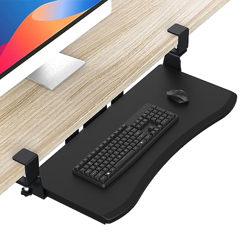LETIANPAI Keyboard Tray Under Desk,Pull Out Keyboard & Mouse Tray with Heavy-Duty C Clamp Mount,27(32 Including Clamps) x11.8 in Slide Out Platform Computer Drawer,Suitable for Office (27 inch)