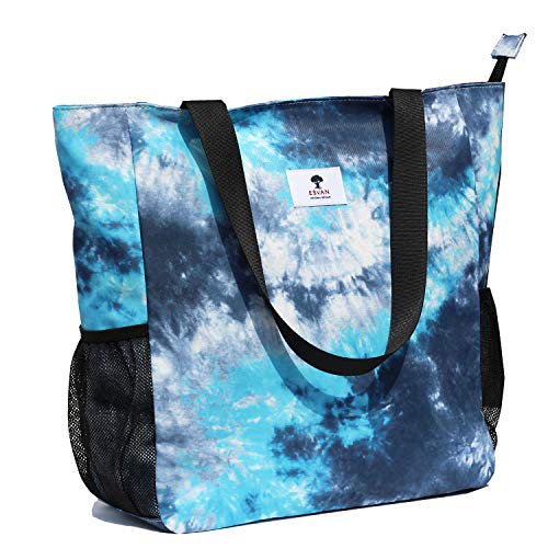 ESVAN Original Floral Water Resistant Large Tote Bag Shoulder Bag for Gym Beach Travel Daily Bags Upgraded
