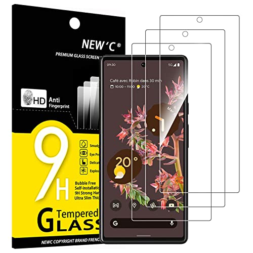 NEW'C [3 Pack] Designed for Google Pixel 6 Screen Protector Tempered Glass, Case Friendly Ultra Resistant