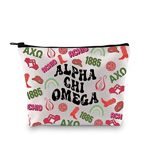 ACHIO Sorority Makeup Bag Greek Sorority Gift Greek Life Gift Sorority Recruitment Gift Sorority Rush Merch Cosmetic Bag (Alph C O Bag)