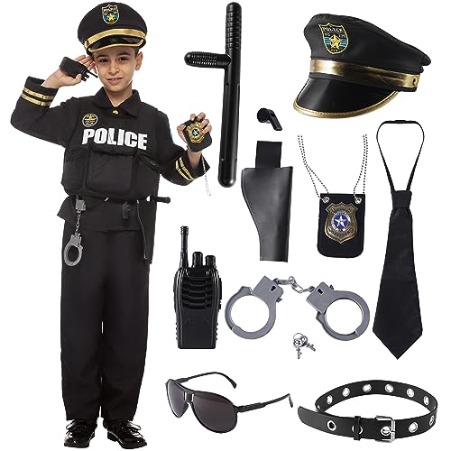 Spooktacular Creations Child Boy Police costume dark premium for Halloween Pretend up (3T (3-4 yr))