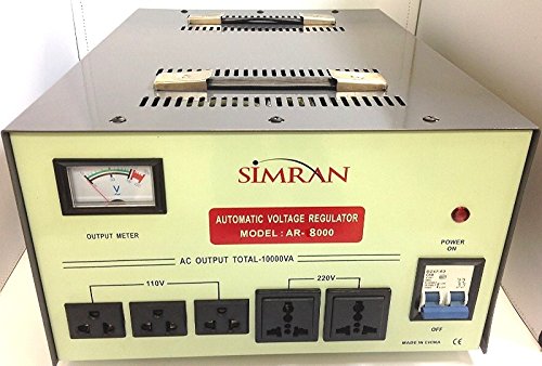 Simran 8000 Watt Power Converter Voltage Regulator Stabilizer with Built-in 110 Volt to 220/240 Volt Step Up & Down Voltage Transformer (AR-8000)