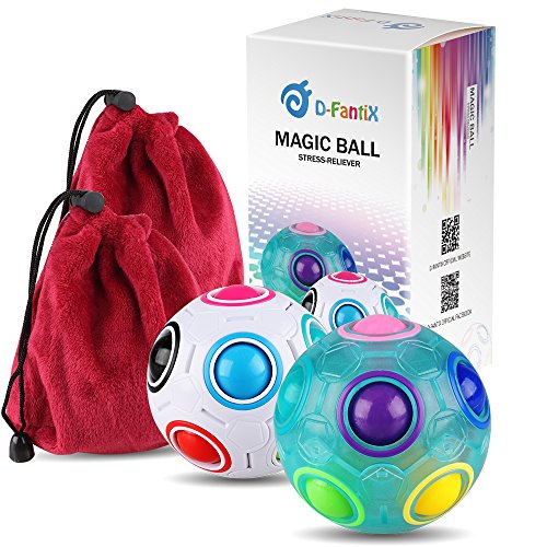 D-FantiX 2Pcs Rainbow Puzzle Ball, Brain Teasers Fidget Toys for Kids Ages 3+ , Stress Reliever Magic Travel Toy for Boys & Girls - Christmas Stocking Stuffers for Kids Teen & Adults