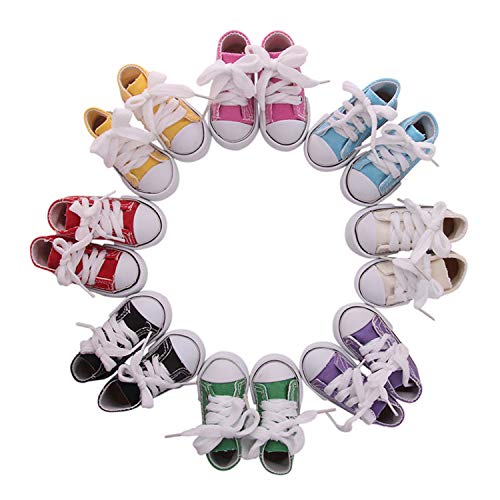 Luckdoll 8 Sets Doll Canvas Shoes for 43 cm New Born Baby Doll,for Gnomes,My Our Life Generation Doll and Other 16 Inch Dolls My Life Doll