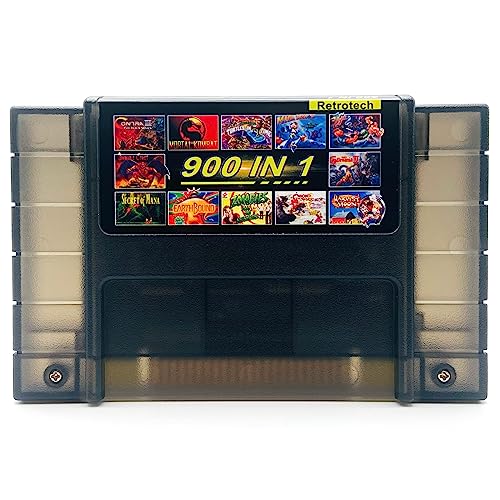 Super 900 In 1 Cartridge For SNES Super Nintendo 16Bit Game Console - Clear Black