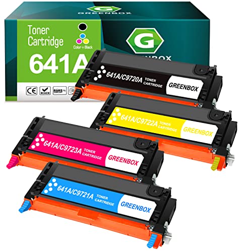 GREENBOX Compatible Toner Cartridge Replacement for HP 641A C9720A C9721A C9722A C9723A for Color Laserjet 4600 4600DN 4600DTN 4600HDN 4600N 4650 4650DN 4650DTN 4650HDN 4650N Printer (4 Pack)