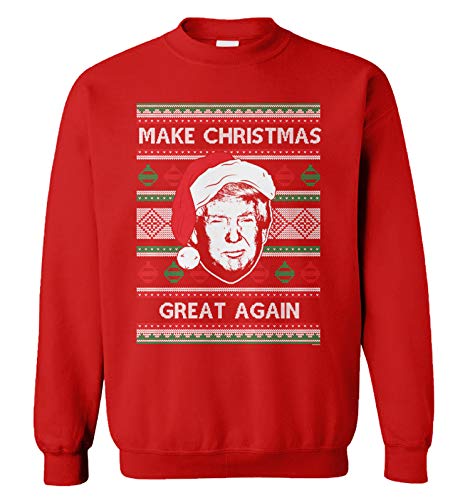 Make Christmas Great Again Ugly Sweater - Unisex Crewneck Sweatshirt (Red, Small)