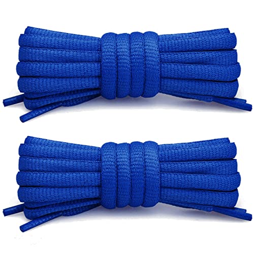 Stepace [2 Pairs Half Round Shoe Laces 1/4' Width 30'-72' Length 22 Color Oval Shoelaces Royal Blue 48'(122 cm)