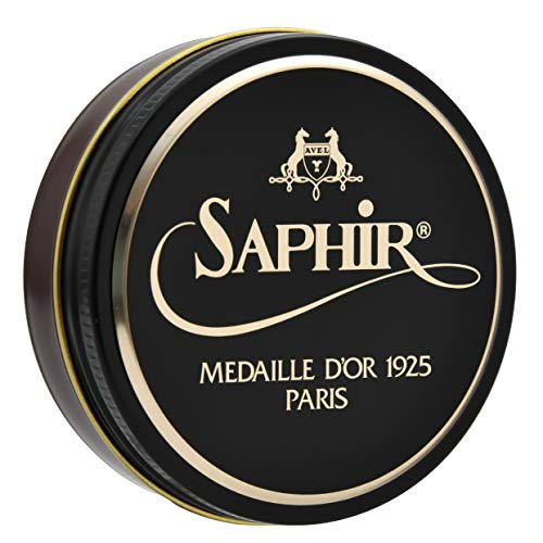 SAPHIR Medaille d’Or Pate De Luxe - Natural Wax Shoe Polish for Leather Shining - 50ml - Medium Brown